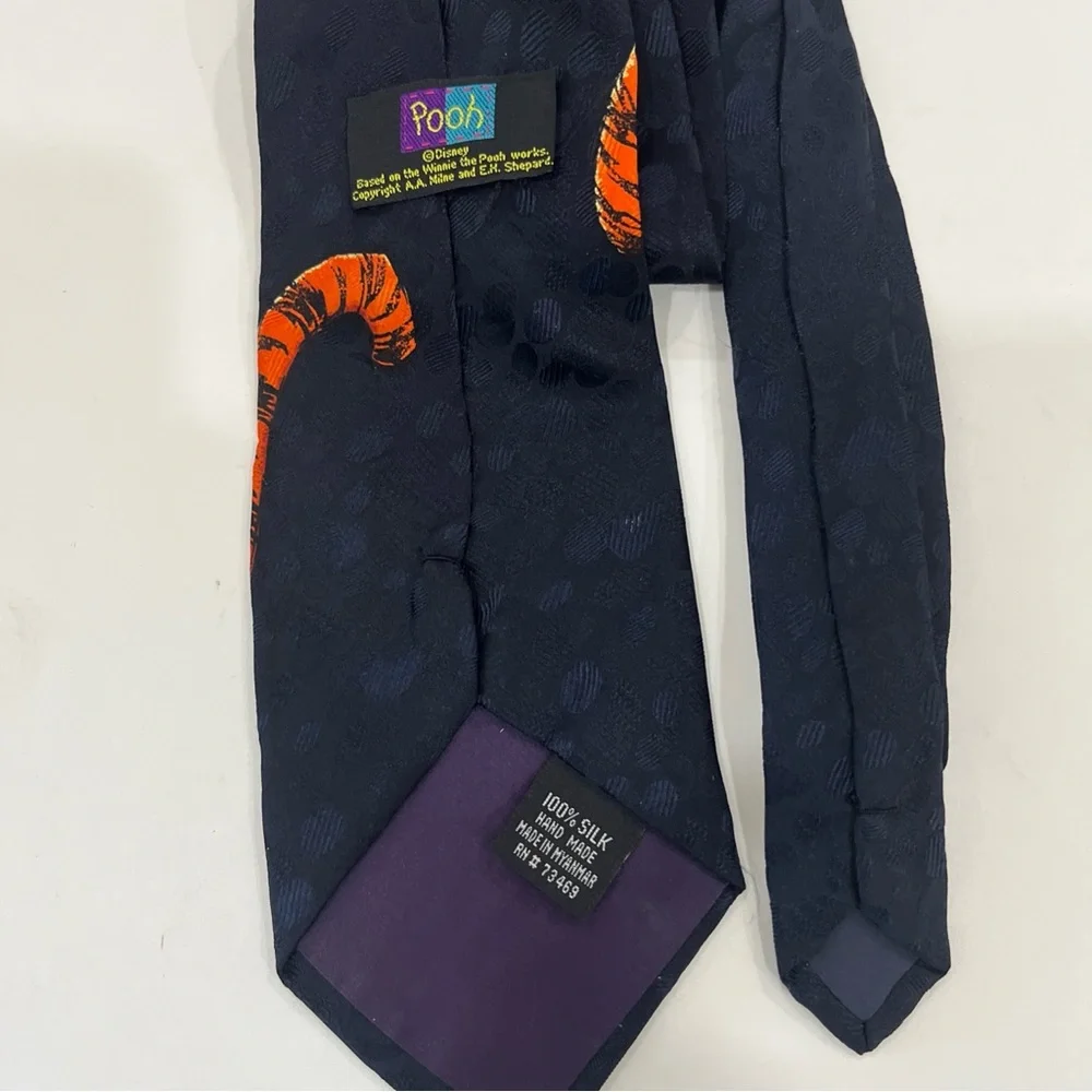 POOH TIGER Disney Silk‎ tie Made in Myanmar Handmade